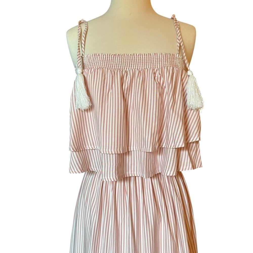 NWT BB Dakota | Women's Pink & Cream Strip Tiered Maxi Dress Size XS - Picture 5 of 15